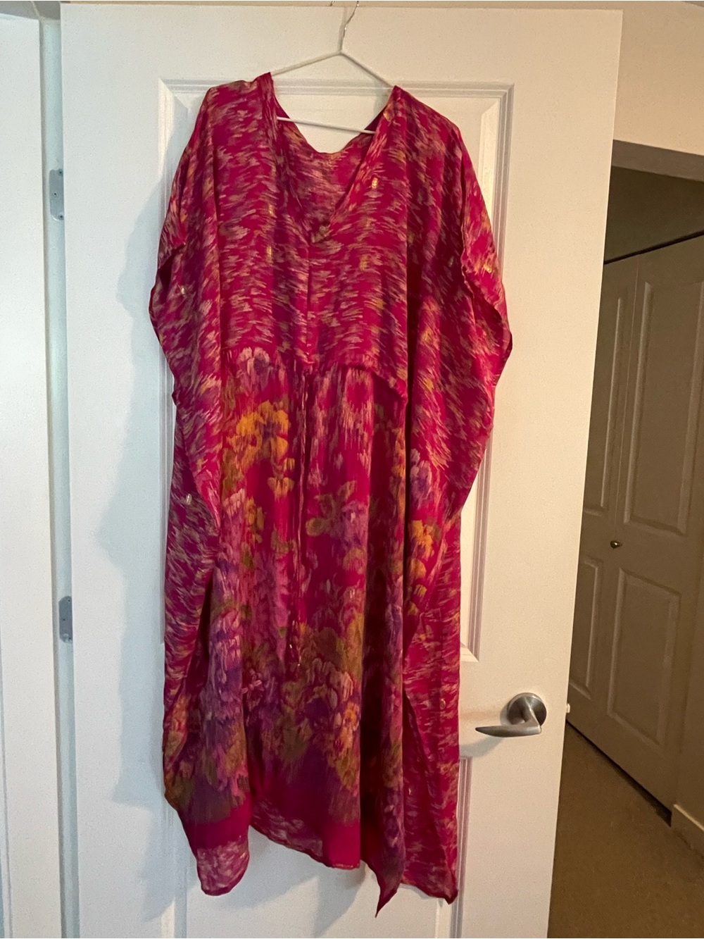 Vibrant Pink Floral Kaftan Dress